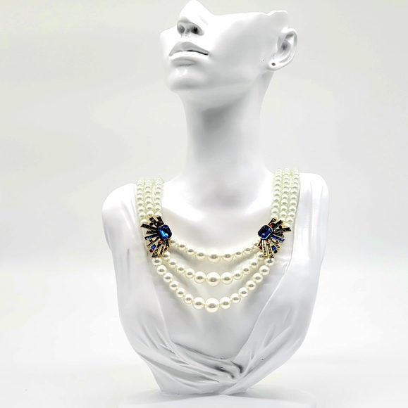 Heidi Daus Triple Strand Pearl Swag Necklace with Swarovski Crystal Stations - Picture 9 of 14